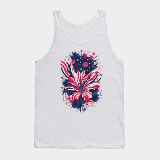 4th of July - Floral American Flag Tank Top